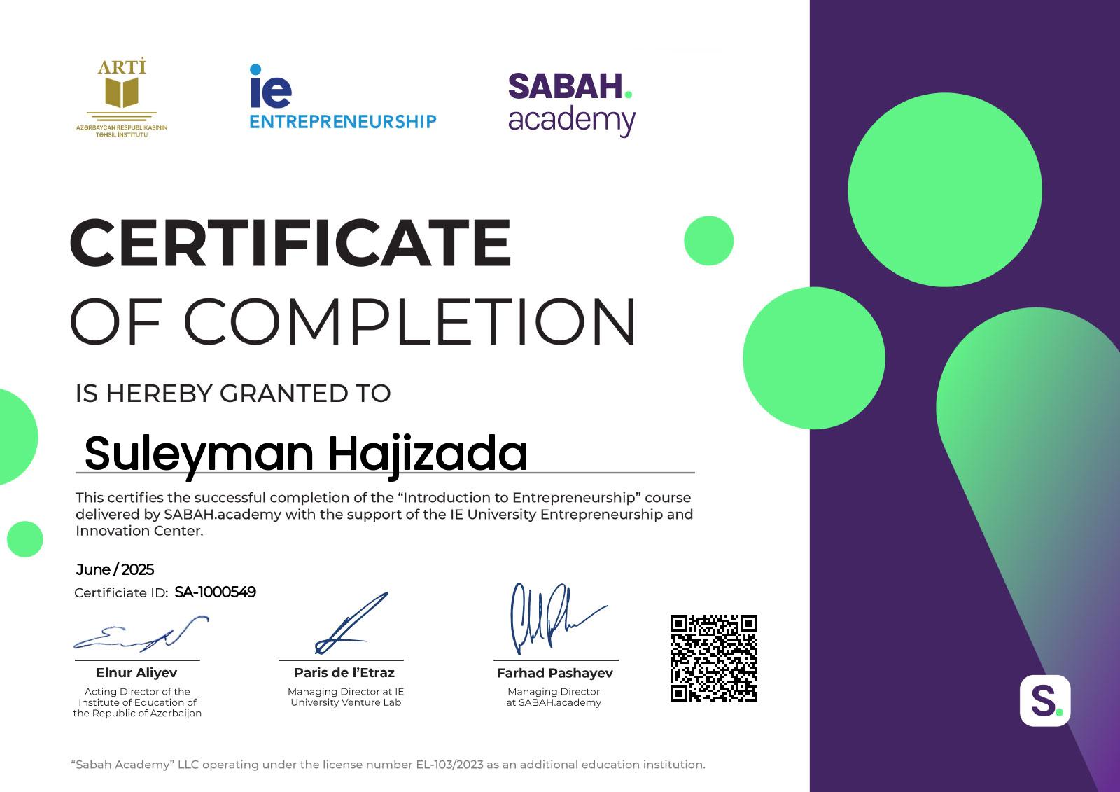 SabahHub of Certificate